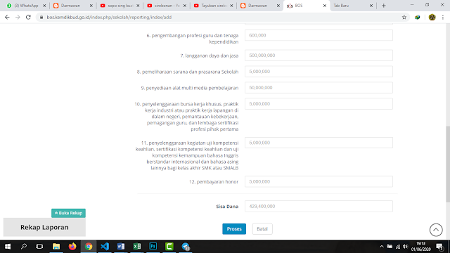 Cara laporan bos online 2020 BOS K7a