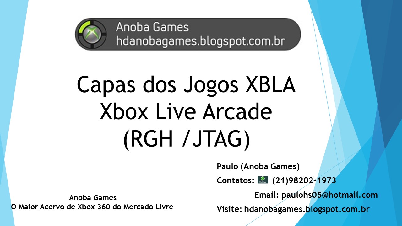 HD PARA XBOX 360 RGH / JTAG Slide com as capas dos Jogos XBLA (Xbox