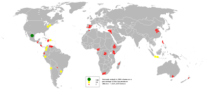 2005 yılı itibarıyla Dünyada Avokado Üretimi