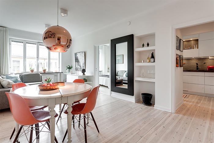 Decoración de estilo nórdico en salón comedor