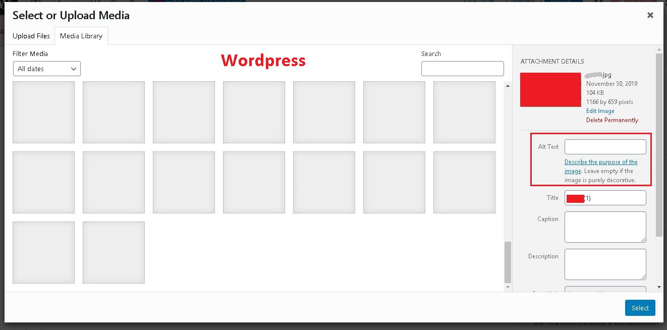 ادراج الكلمات الدلالية في تاغ الصور في منصة وورد بريس keyword+alt images in WordPress