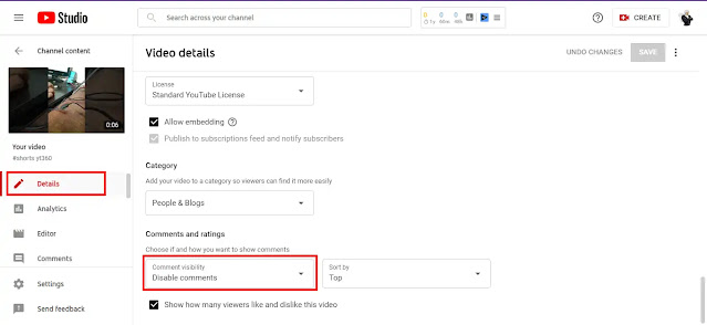 how to enable or disable YouTube comments