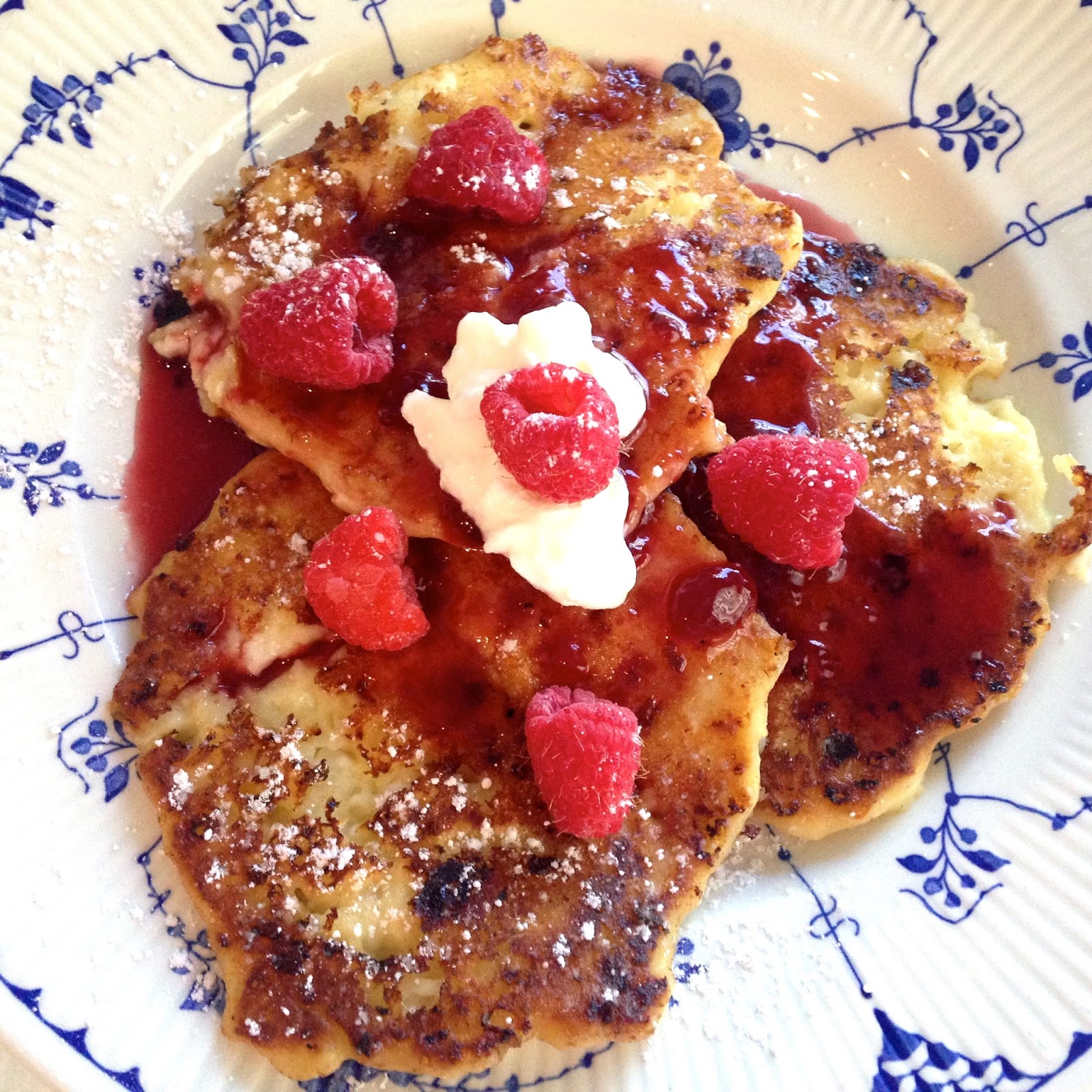 Rita's Recipes Cottage Cheese Pancakes with Raspberry Sauce