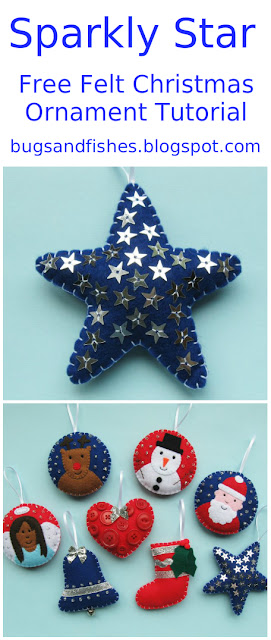 Make a super sparkly star decoration with this free DIY Christmas ornament tutorial felt star ornament tutorial