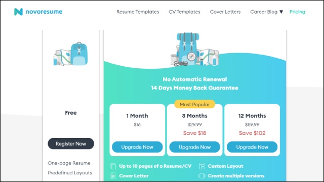 Novo Resume - Pricing
