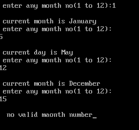 2) Write a C program that displays month depending upon a number ...