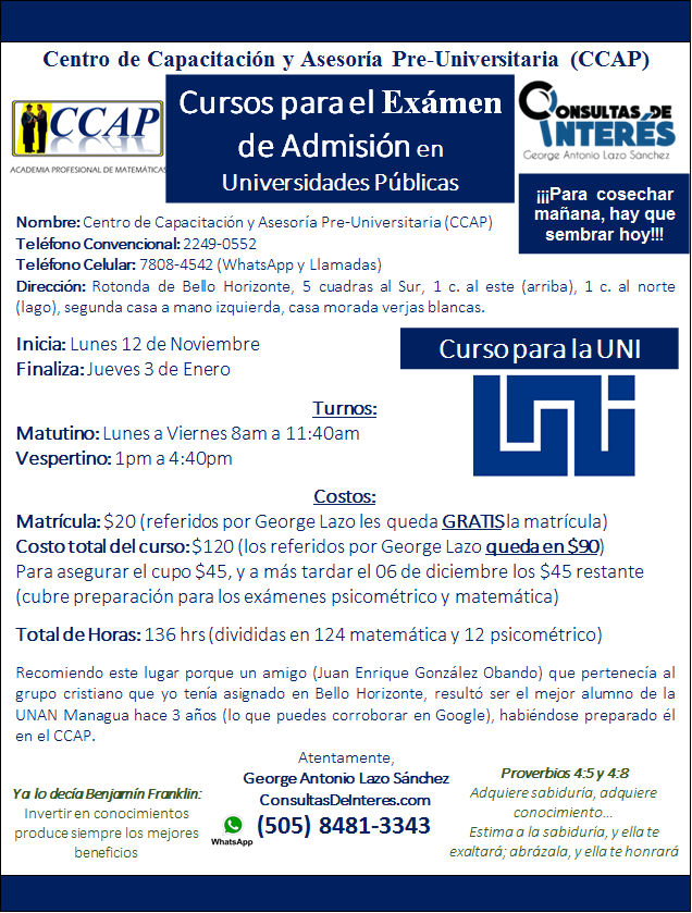Consultas De Interes Universidades Curso De Preparacion Intensivo Para El Examen De Admision De La Uni