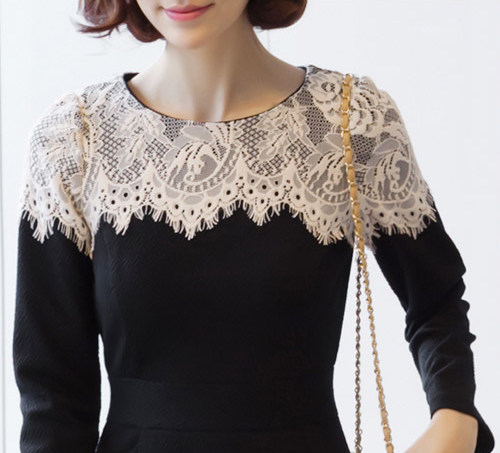 [Secret2Girls] Shoulder Lace Dress | KSTYLICK - Latest Korean Fashion ...