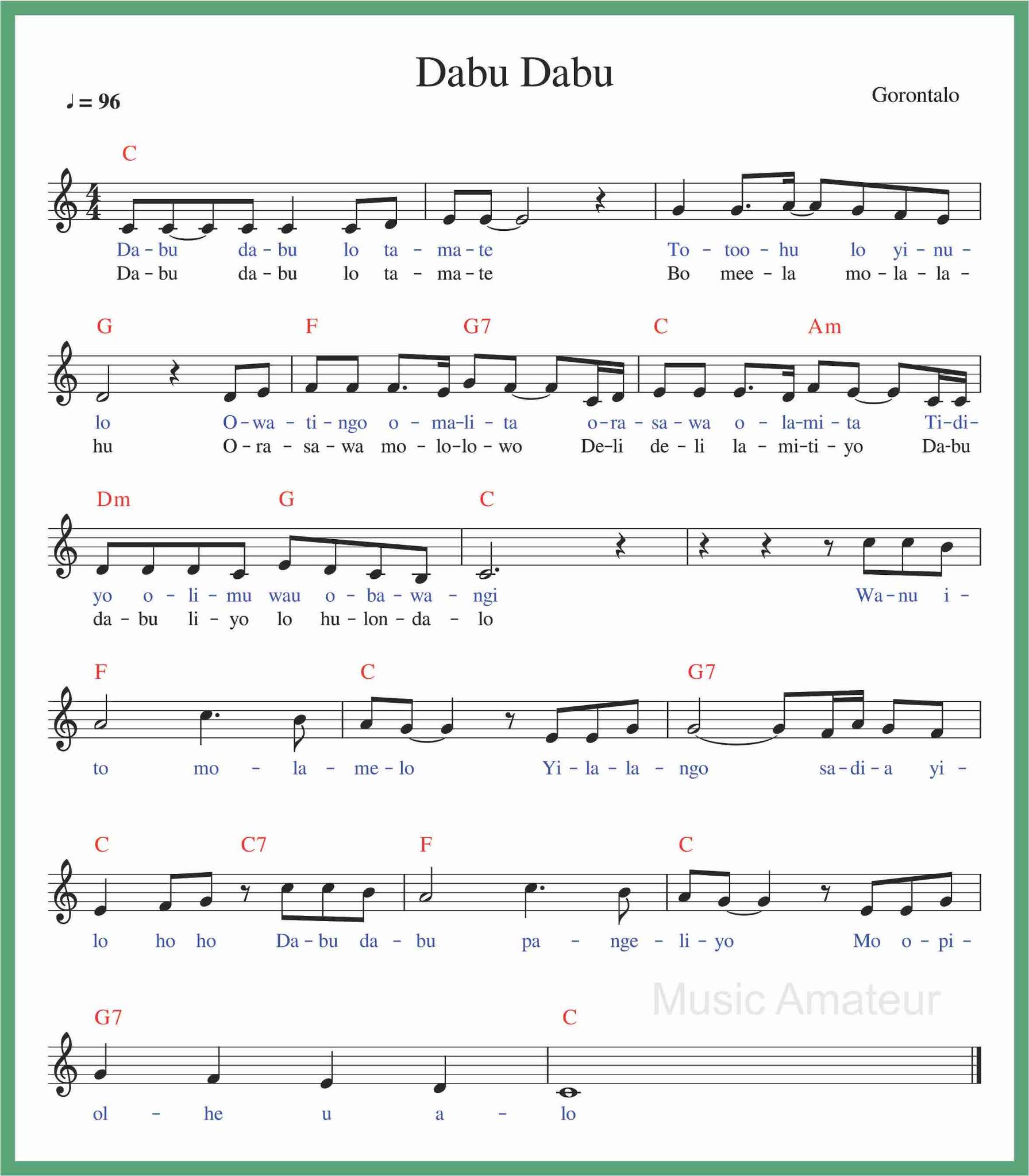 Not Angka Dabu Dabu SEPUTAR MUSIK