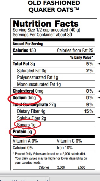 Quaker Oatmeal Nutrition Label - Besto Blog