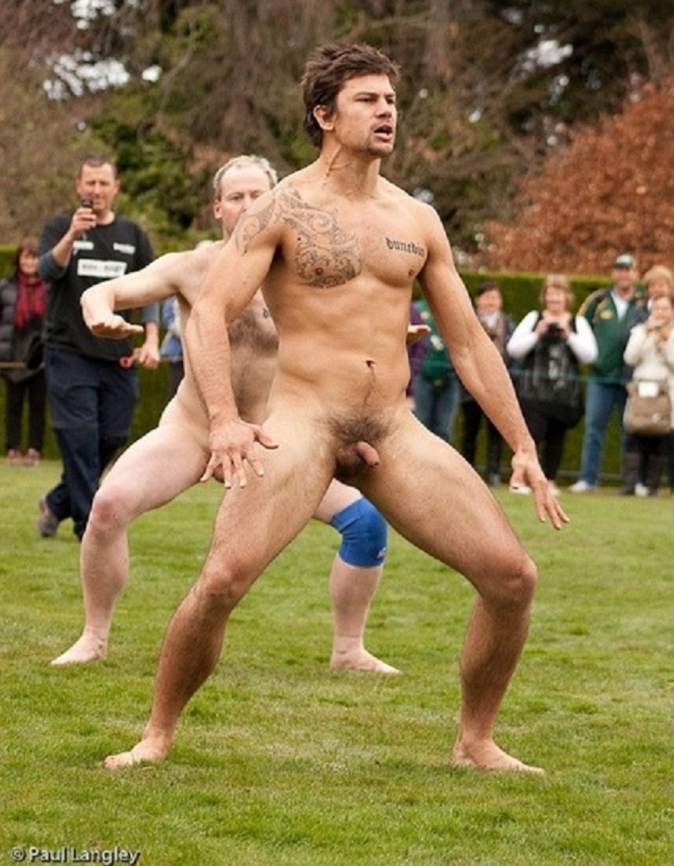 Guys playing sports naked