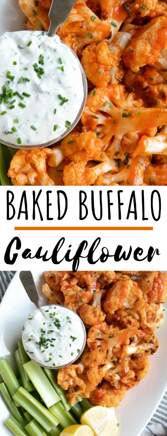 Baked Buffalo Cauliflower Bites #vegetarian #appetizers