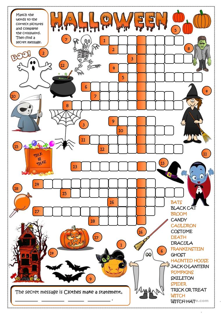Resources To Learn English Halloween Crossword Resources To Learn English Halloween Crossword