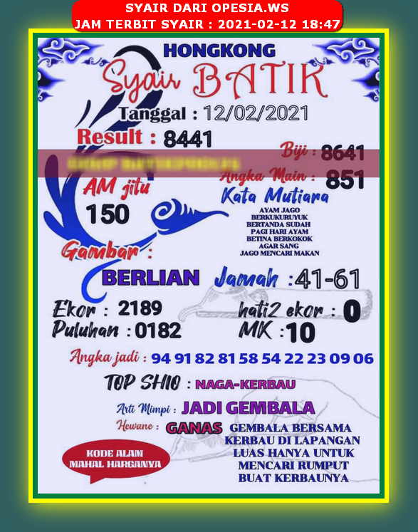 Syair Hk Hari Ini Jumat 12 Februari 2021 Opesia Official Syair Hk Hari Ini Jumat 12 Februari 2021 Opesia Official