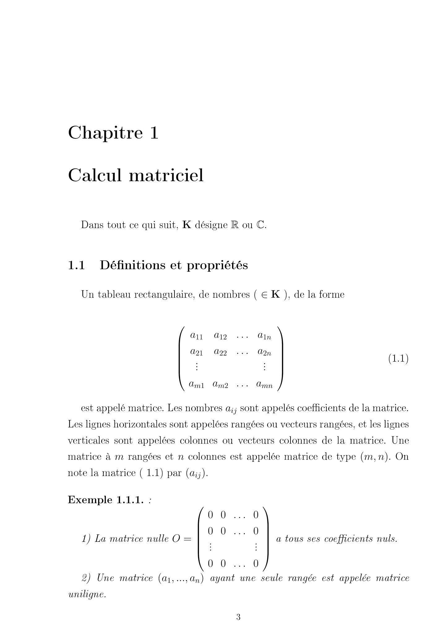 Chapitre 1 calcul matriciel