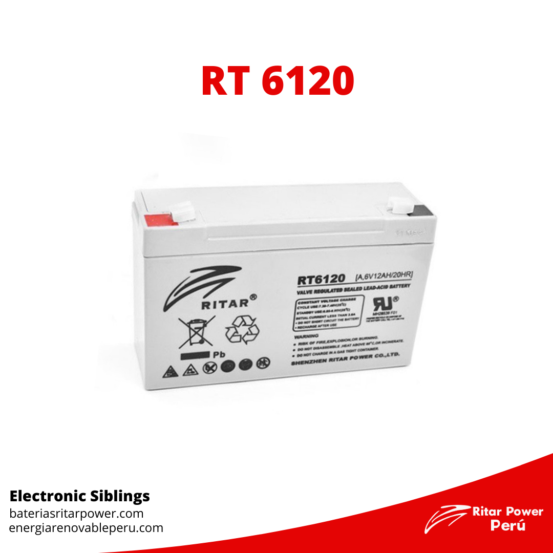 Batería RT6120 6V 12Ah Baterias Ritar Power en Perú Distribuidor
