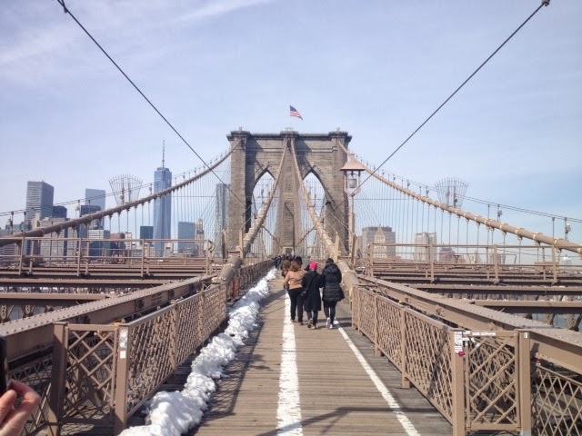 Sunny walk in the city between two snow storms
