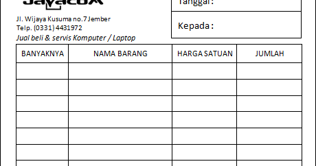 format nota kontan excel format nota kontan excel