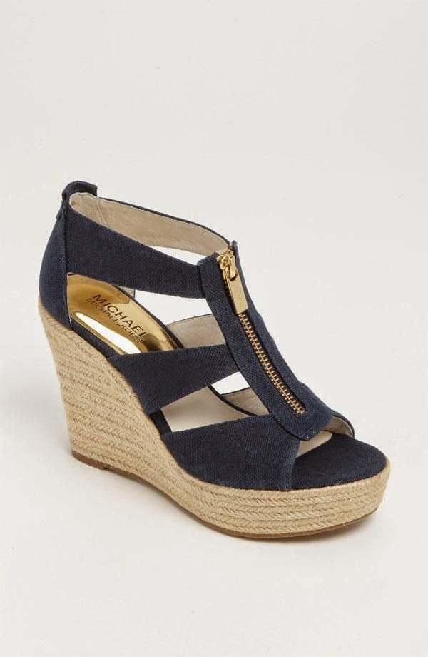 navy and gold wedge sandal | Unveiled Fashion
