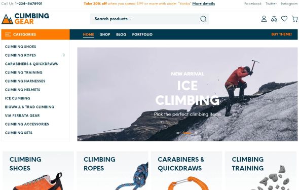 Climbing Gear in YANKA Shopify is Excellent for Any E-Store