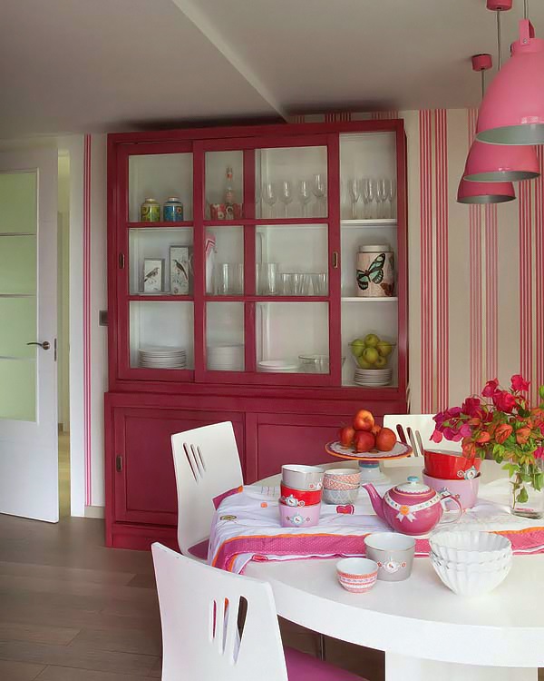 Cocina decorada en rosa