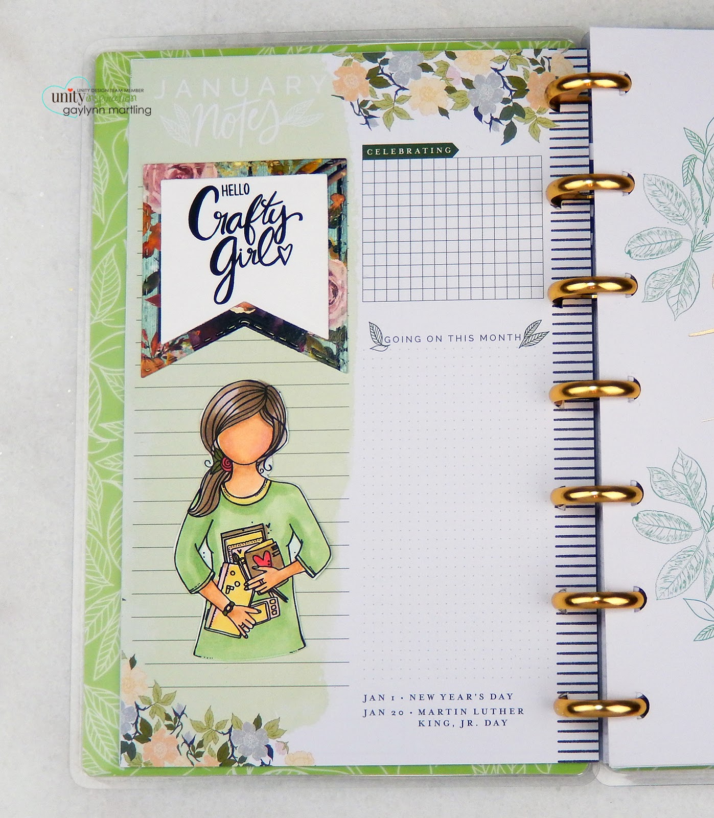 Neat Nook Creations Crafty girl planner page art with Copic markers.