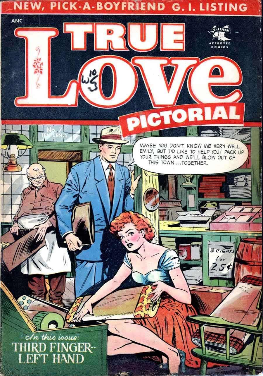 Matt Baker golden age 1950s romance comic book cover - True Love Pictorial #7