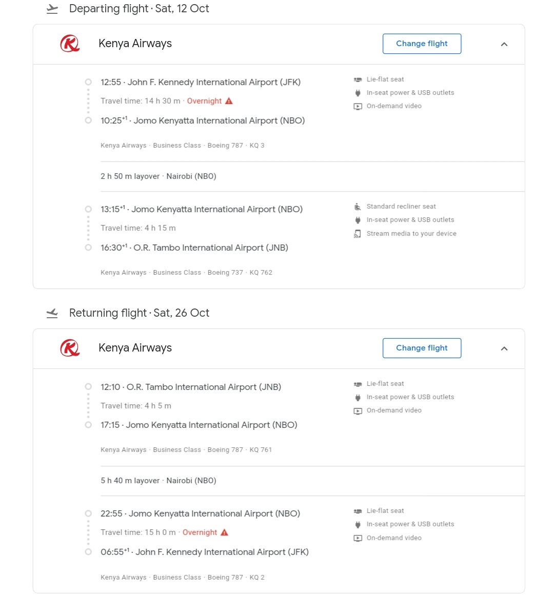 Kenya JFK to Johannesburg from 2099! Premium Cabin Deals