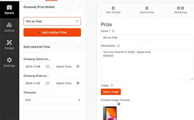 set prize information set prize information