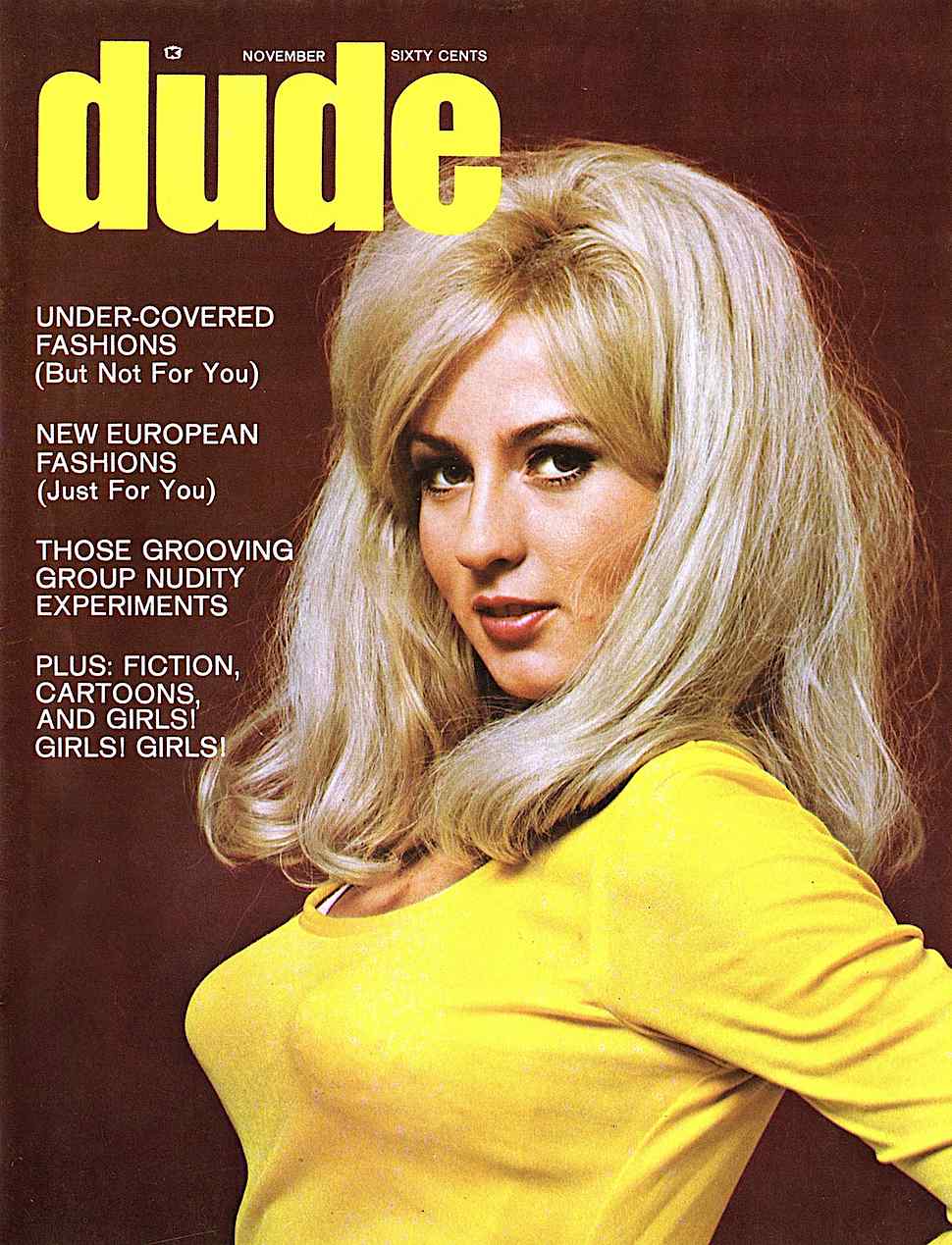 Dude Magazine November 1968 Dude Magazine November 1968, a sexy woman in yellow
