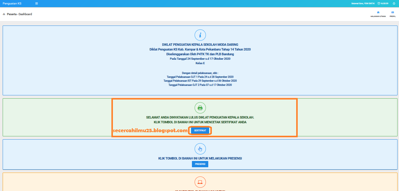 Cara Download Sertifikat Diklat Penguatan Kepala Sekolah Secercah Ilmu