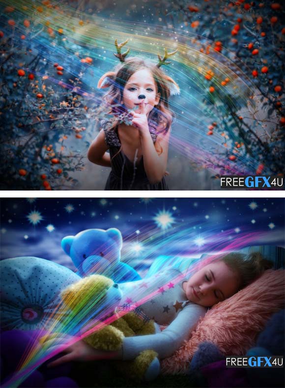 50 Rainbow Light Waves Overlays