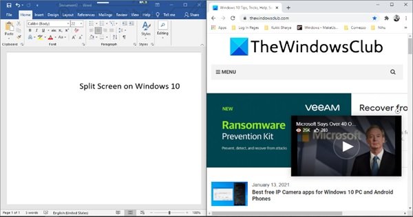 Разделенный экран в Windows 10