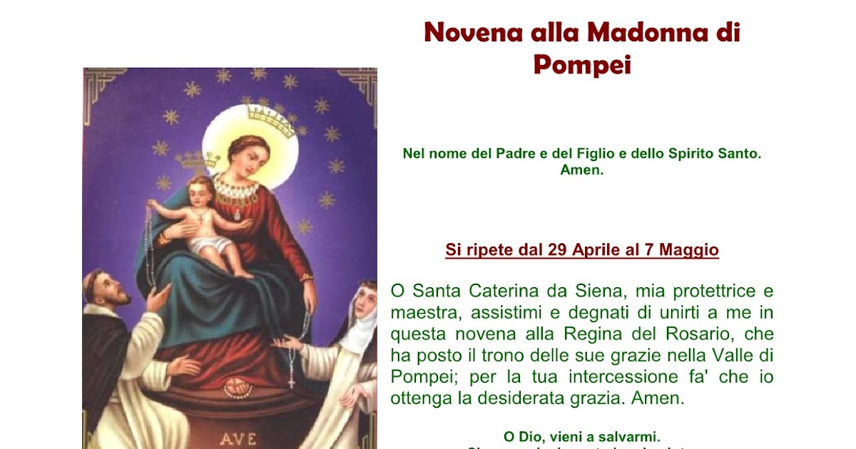 Novena Alla Madonna Di Pompei Preghiere Per La Famiglia The Million Mary: Novena alla Madonna di Pompei