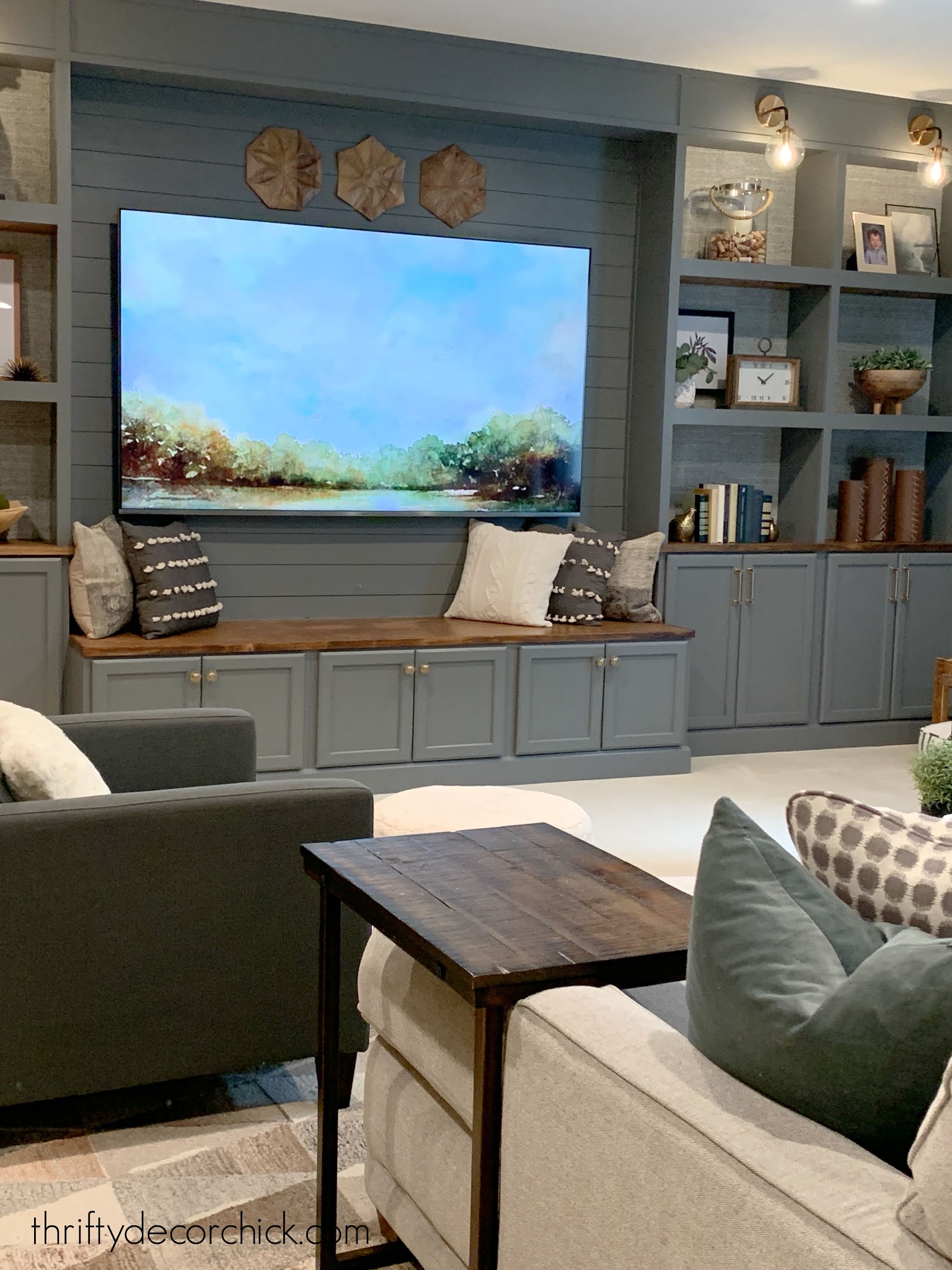 DIY Built in Basement Bookcase Wall Reveal Thrifty Decor Chick