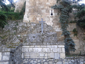The tomb of Ignazio Silone sits under the bell tower of San Berardo in Pescina dei Marsi