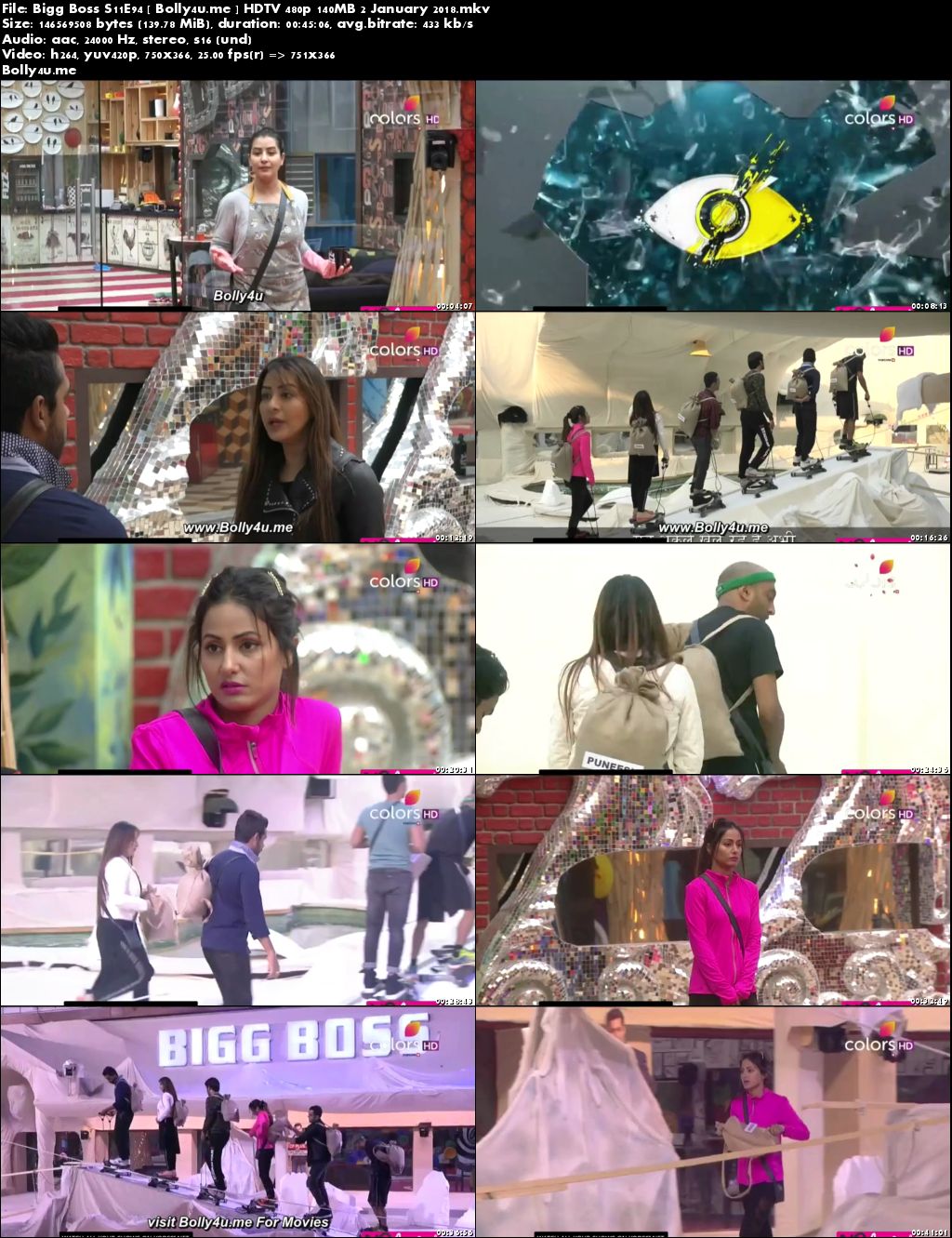 Bigg Boss S11E94 HDTV 480p 140MB 02 January 2018 Download