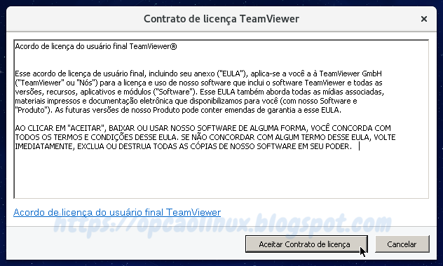 Contrato de licença do TeamViewer