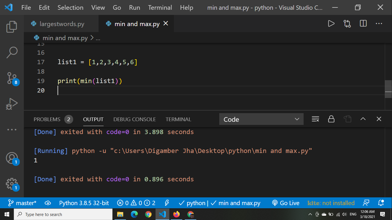 Max Min and Nested List in Python | Python programming | Codin India