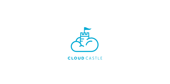 Cloud Castle Flat Logo Design