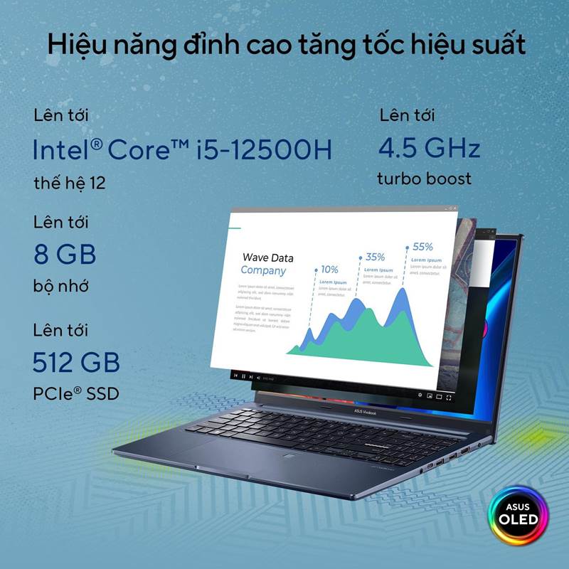 Laptop Asus Vivobook A1503ZA-L1422W- I5-12500H/8G/512GBSSD/15.6/OLED FHD W11SL - Chính hãng 13 55 3