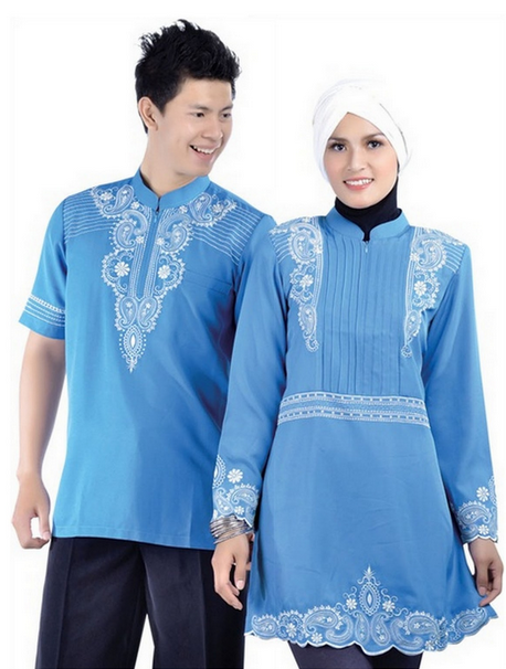 Model baju lebaran warna biru muda