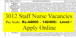 3012 Nursing vacancies in UP