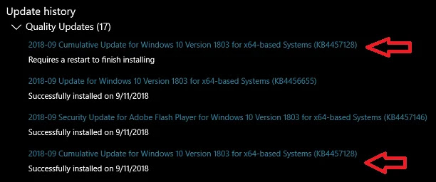 Atualização KB4457128 com duas instalações no windows 10 Atualização KB4457128 com duas instalações no windows 10