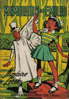 Memórias da Emília. Monteiro Lobato. Editora Brasiliense. Augustus (Augusto Mendes da Silva). André Le Blanc. Paulo Ernesto Nesti. Capa de Livro. Book Cover. Década de 1950. Década de 1960.