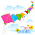 Makar Sankranti wishes in English wallpaper with colorful kites 2020