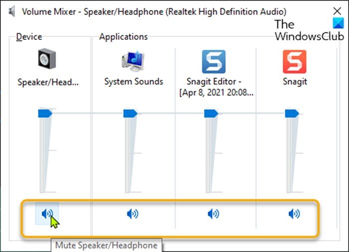 Silenciar o activar el mezclador de volumen-volumen de sonido