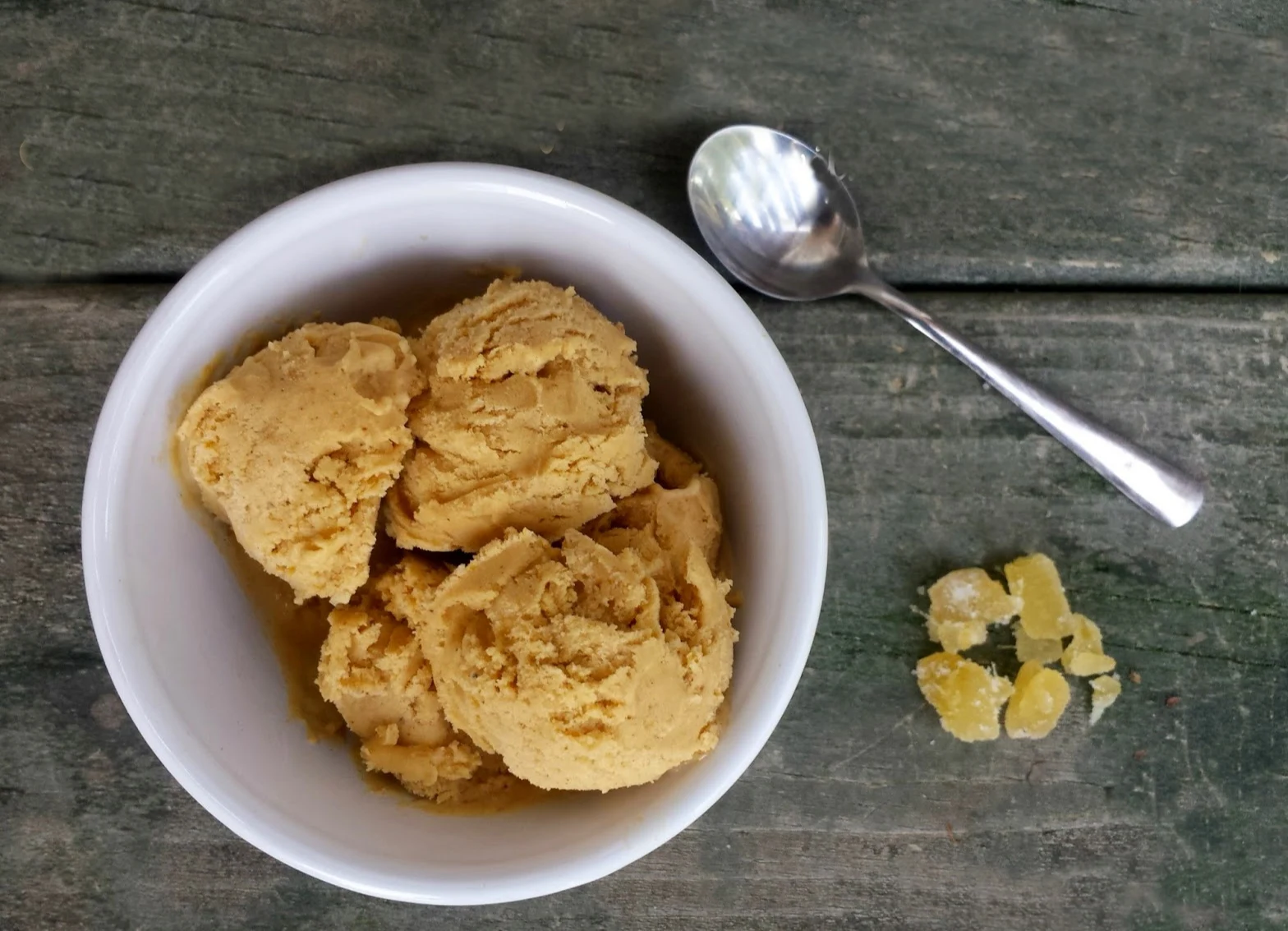 Spiced Pumpkin Ice Cream with Candied Ginger