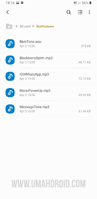 Letakan Audio di Folder Notifications Samsung