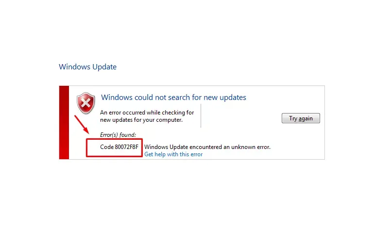 cara mengatasi error code 80072F8F